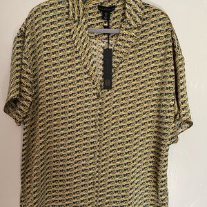 House of Harlow 1960  geometric button down blouse